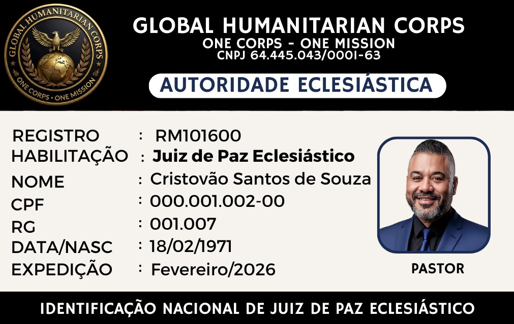 Modelo de credencial de Juiz de Paz Eclesiástico
