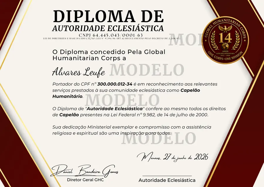 Modelo de diploma digital da formação em capelania